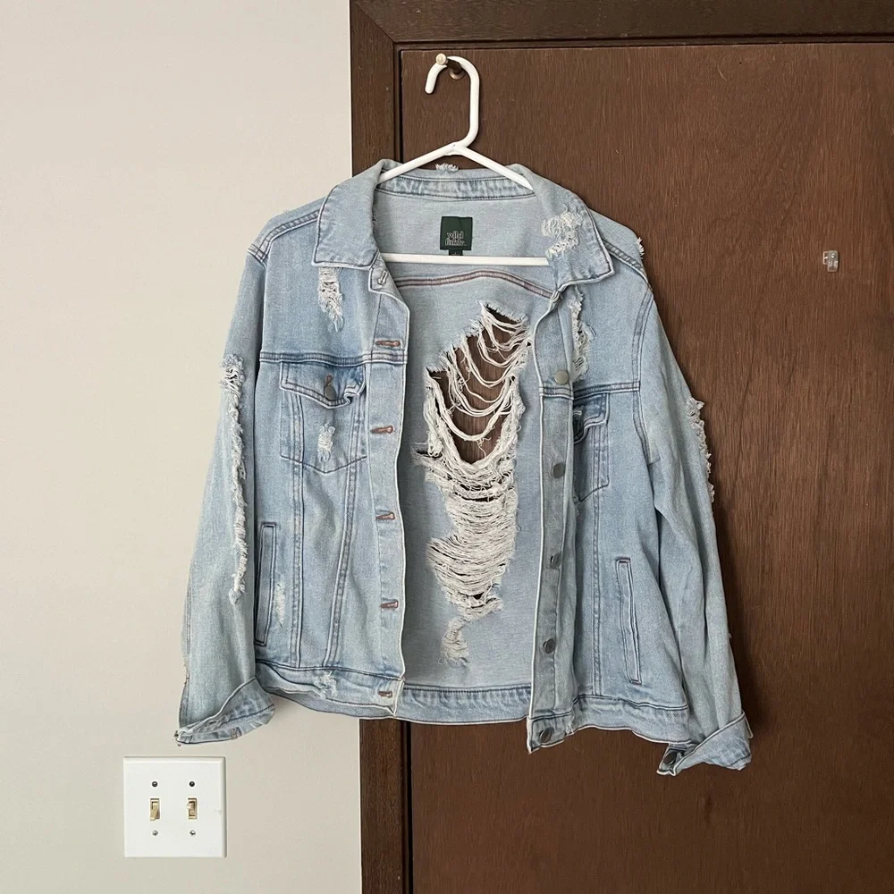 WILD FABLE Distressed Denim Jacket - Picture 1 of 4
